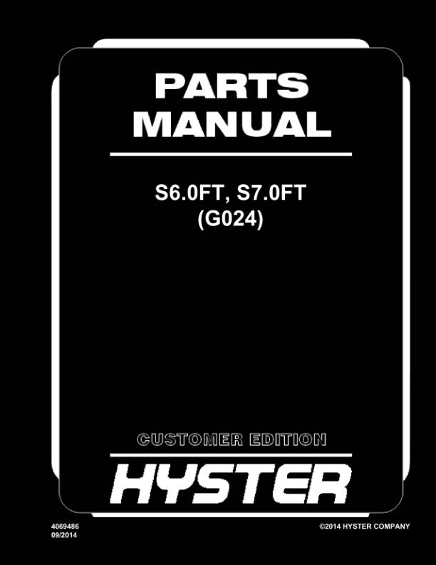 Hyster S6.0FT, S7.0FT (G024) Forklift Parts Manual Catalog Exploded ...